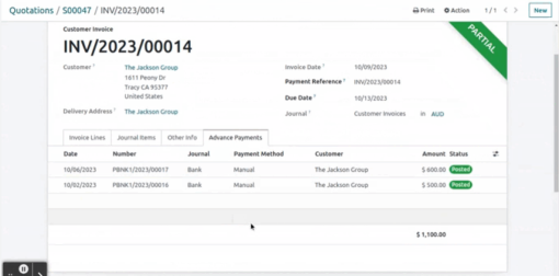Sales Advance Payments